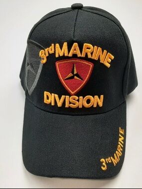 3rd Marine Division Men's Ball Cap Hat Black Embroidered Acrylic